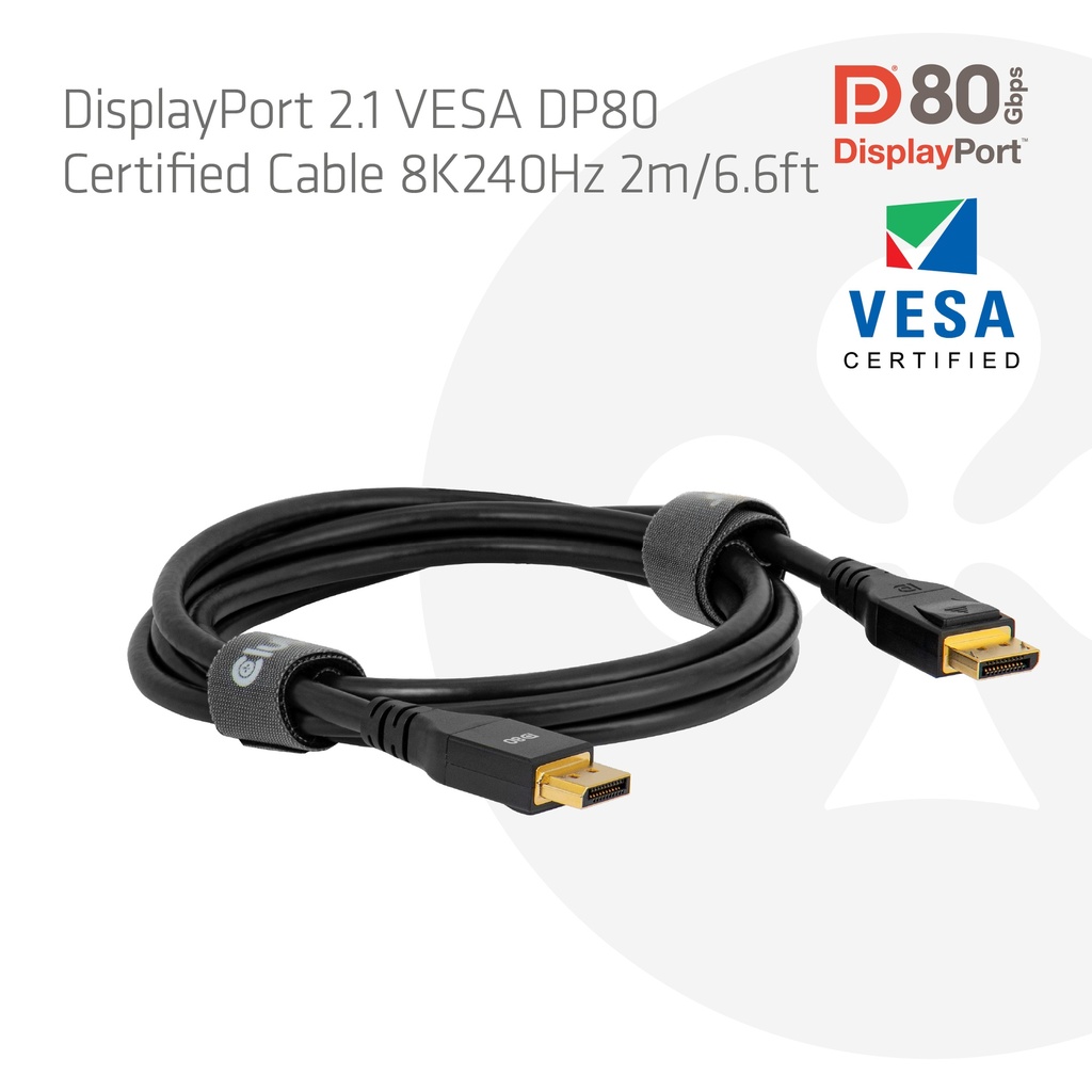 CAC-1094 DisplayPort 2.1 80Gbps Cable Male/Male 2m/6.6ft 26AWG