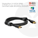 CAC-1094 DisplayPort 2.1 80Gbps Cable Male/Male 2m/6.6ft 26AWG