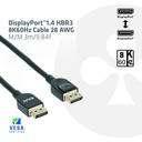 DisplayPort™ 1.4 HBR3 8K 28AWG Cable M/M 3m /9.84ft
