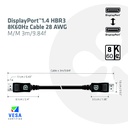 DisplayPort™ 1.4 HBR3 8K 28AWG Cable M/M 3m /9.84ft