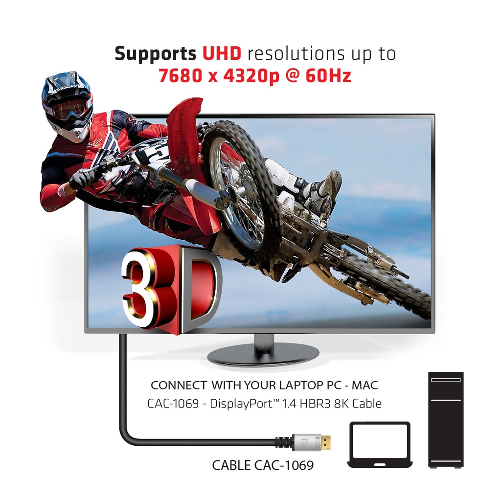 DisplayPort™ 1.4 HBR3 8K Cable M/M 4m /15Gbps2ft