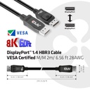 DisplayPort™ 1.4 HBR3 Cable Male/Male 2m/6.56ft 28AWG