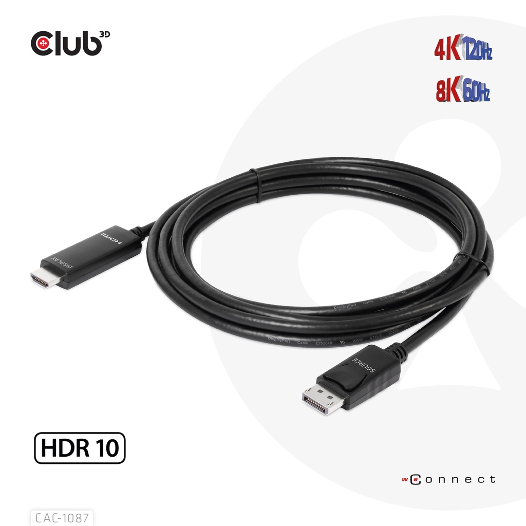 DisplayPort™ 1.4 to HDMI™ 4K120Hz or 8K60Hz HDR10 Cable M/M 3m/9.84ft