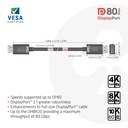 DisplayPort™ 2.1  VESA DP™80 Certified Cable 4K240Hz, 8K60Hz or 10K60Hz M/M 1.2m/3.94ft