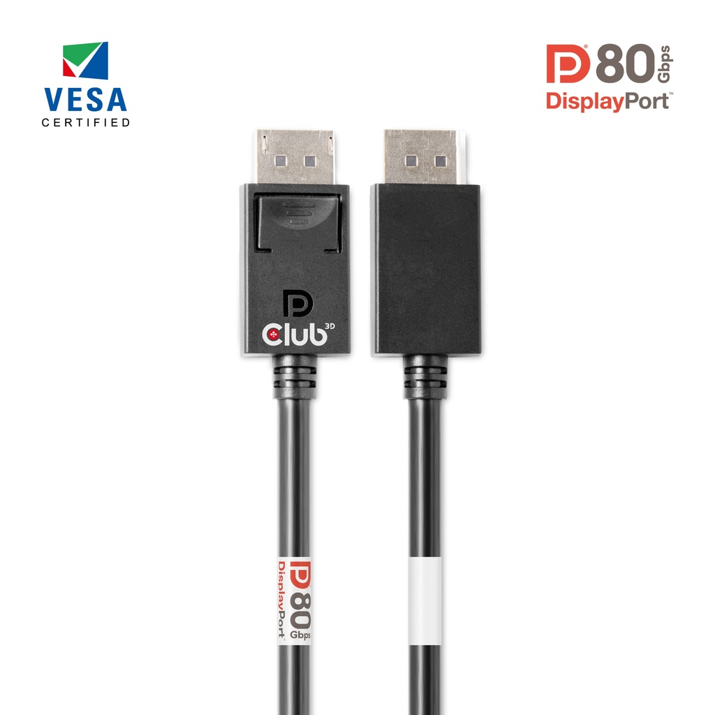 DisplayPort™ 2.1  VESA DP™80 Certified Cable 4K240Hz, 8K60Hz or 10K60Hz M/M 1.2m/3.94ft