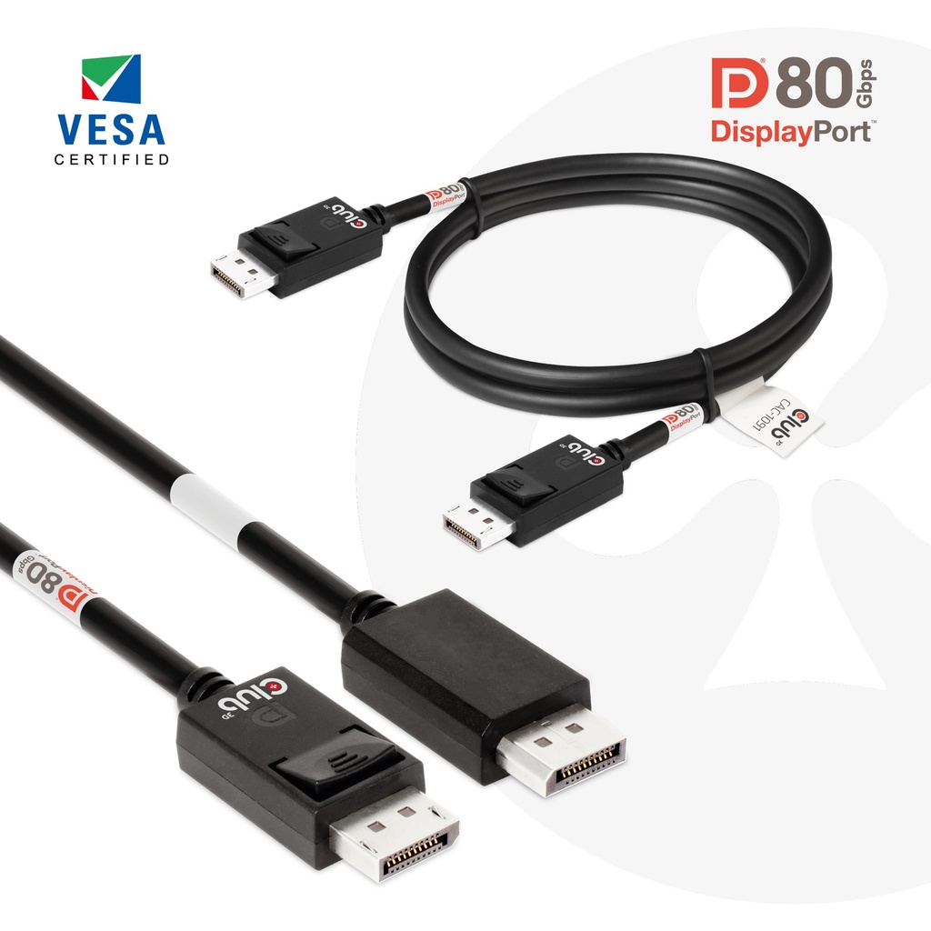 DisplayPort™ 2.1  VESA DP™80 Certified Cable 4K240Hz, 8K60Hz or 10K60Hz M/M 1.2m/3.94ft