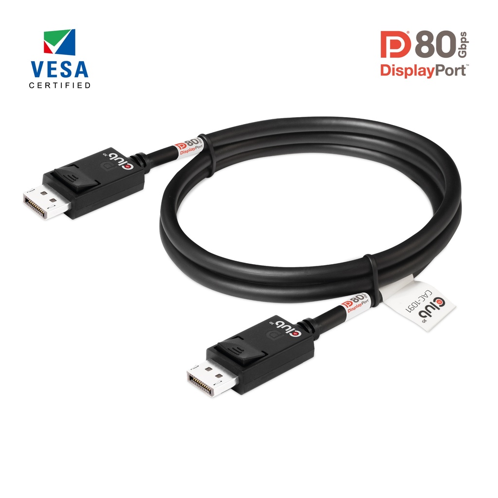 DisplayPort™ 2.1  VESA DP™80 Certified Cable 4K240Hz, 8K60Hz or 10K60Hz M/M 1.2m/3.94ft