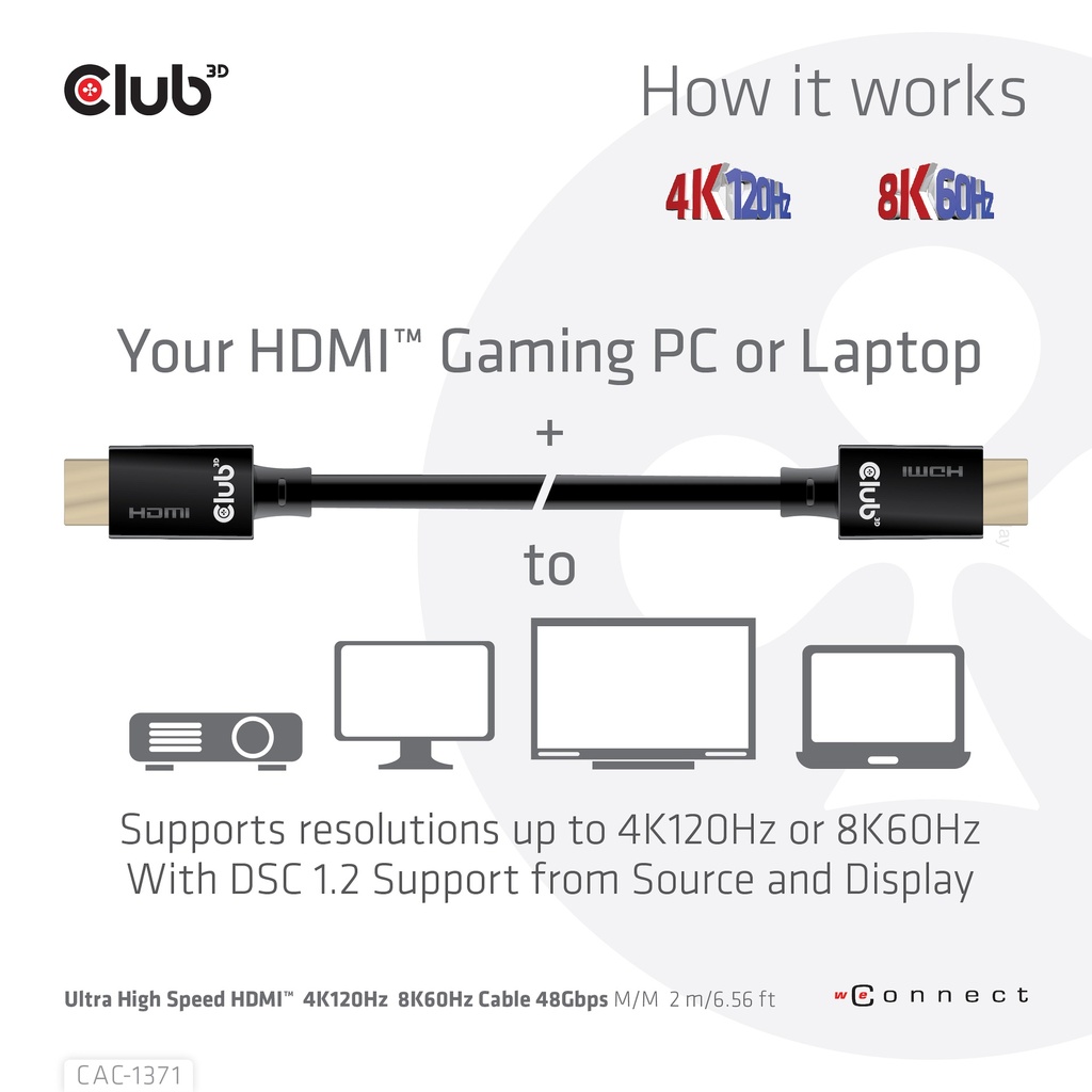 Ultra High Speed HDMI™ 4K120Hz, 8K60Hz Certified Cable 48Gbps M/M 1 m/3.28 ft