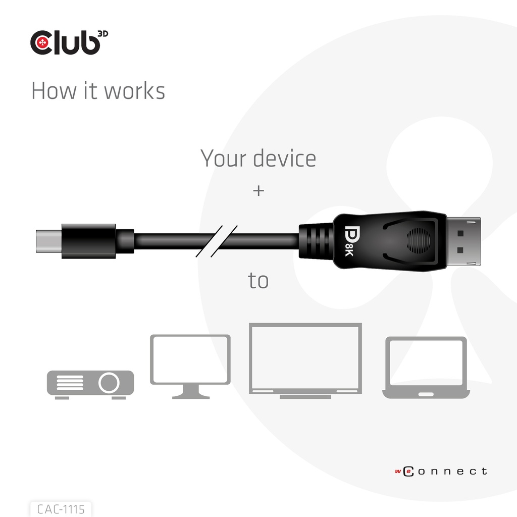 Mini DisplayPort™ to DisplayPort™ 1.4 HBR3 Cable M/M 2m/6.56ft.
