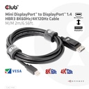 Mini DisplayPort™ to DisplayPort™ 1.4 HBR3 Cable M/M 2m/6.56ft.
