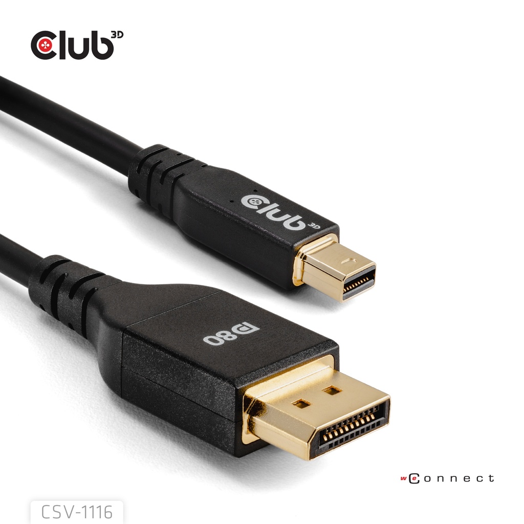 MiniDisplayPort™ to DisplayPort™ DP™80 Bidirectional Vesa Certified Cable 1m/ 3.28 ft
