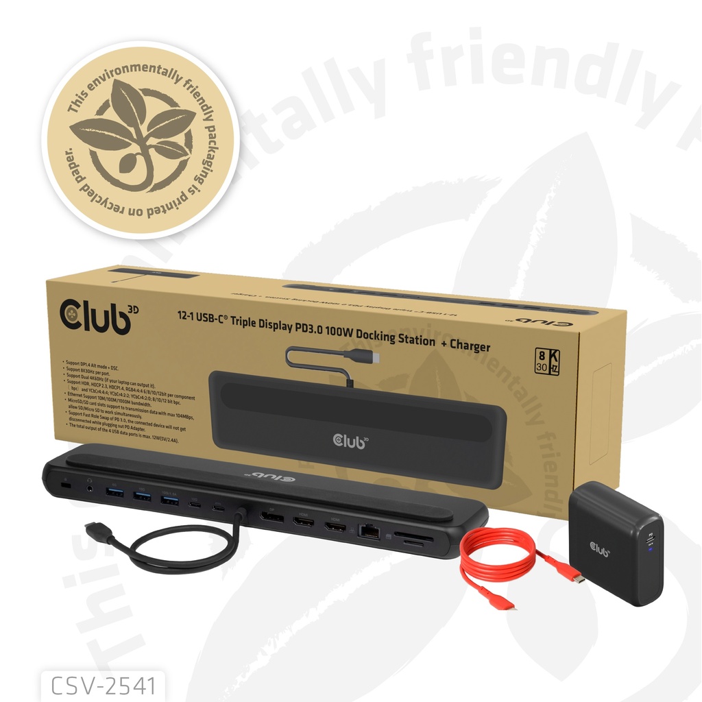 12-1 USB-C® Triple Display PD3.0 100W Docking Station + Charger