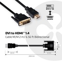 DVI to HDMI™ 1.4 Cable M/M 2m/ 6.56ft Bidirectional