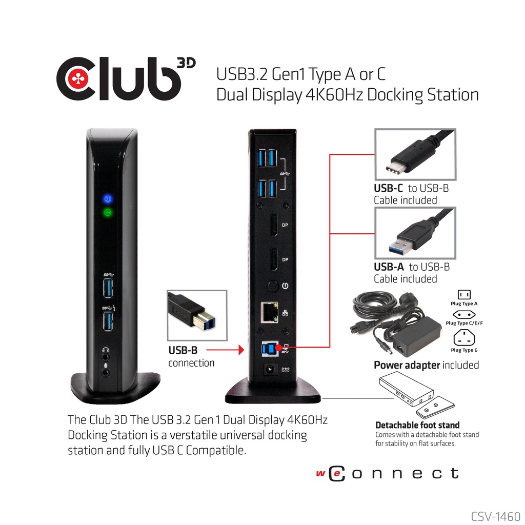 USB-A 5Gbps  or USB-C®Dual Display 4K60Hz Docking Station