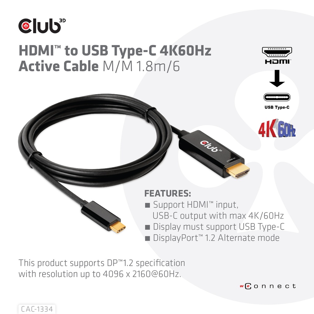 HDMI™ to USB -C® 4K60Hz Active Cable M/M 1.8m/6 ft