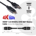 HDMI™ 2.0 4K60Hz UHD 360 Degree Rotary cable 2m/6.56ft 