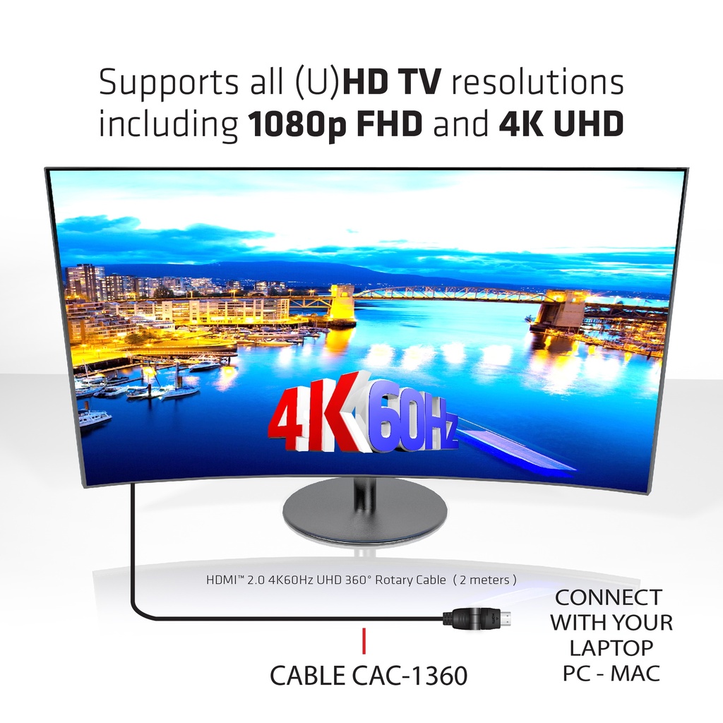 HDMI™ 2.0 4K60Hz UHD 360 Degree Rotary cable 2m/6.56ft 