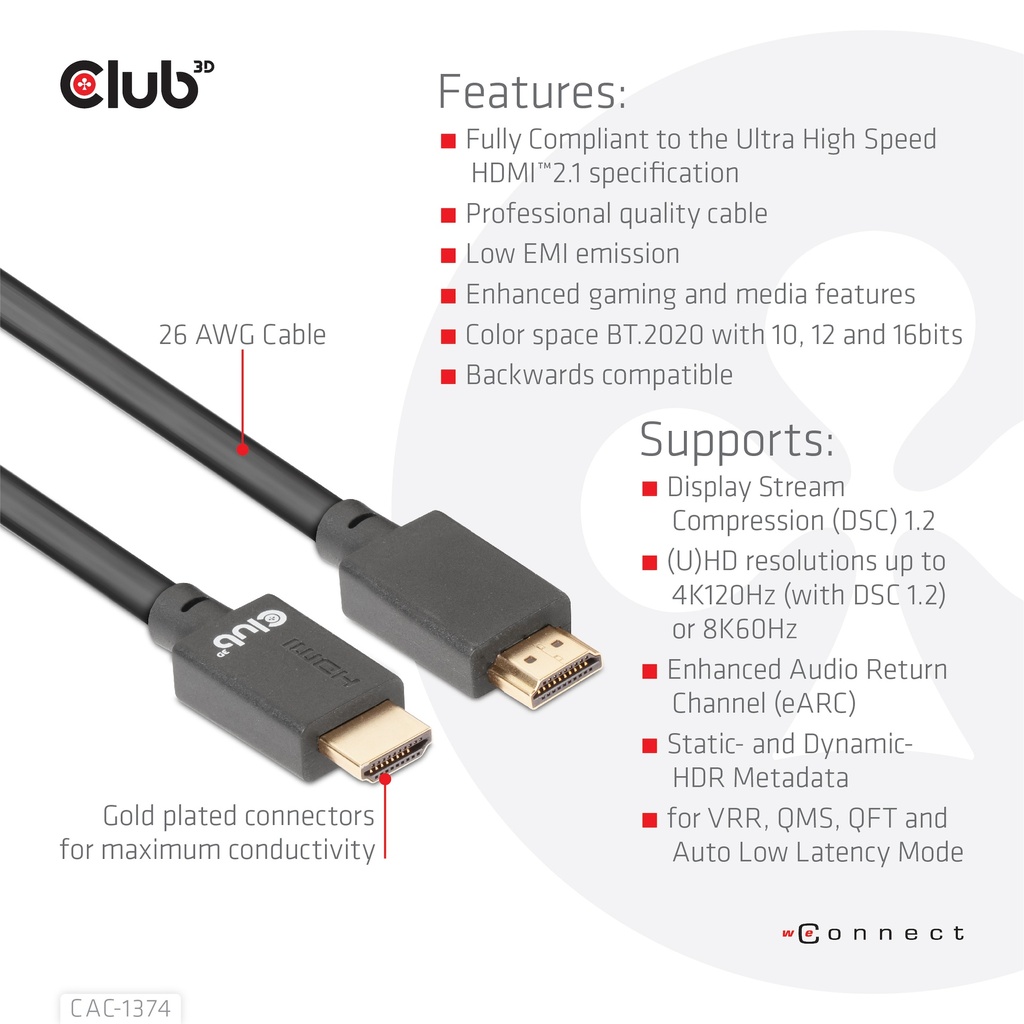 Ultra High Speed HDMI™ 4K120Hz, 8K60Hz Cable 48Gbps M/M 4 m/15Gbps2ft 26AWG
