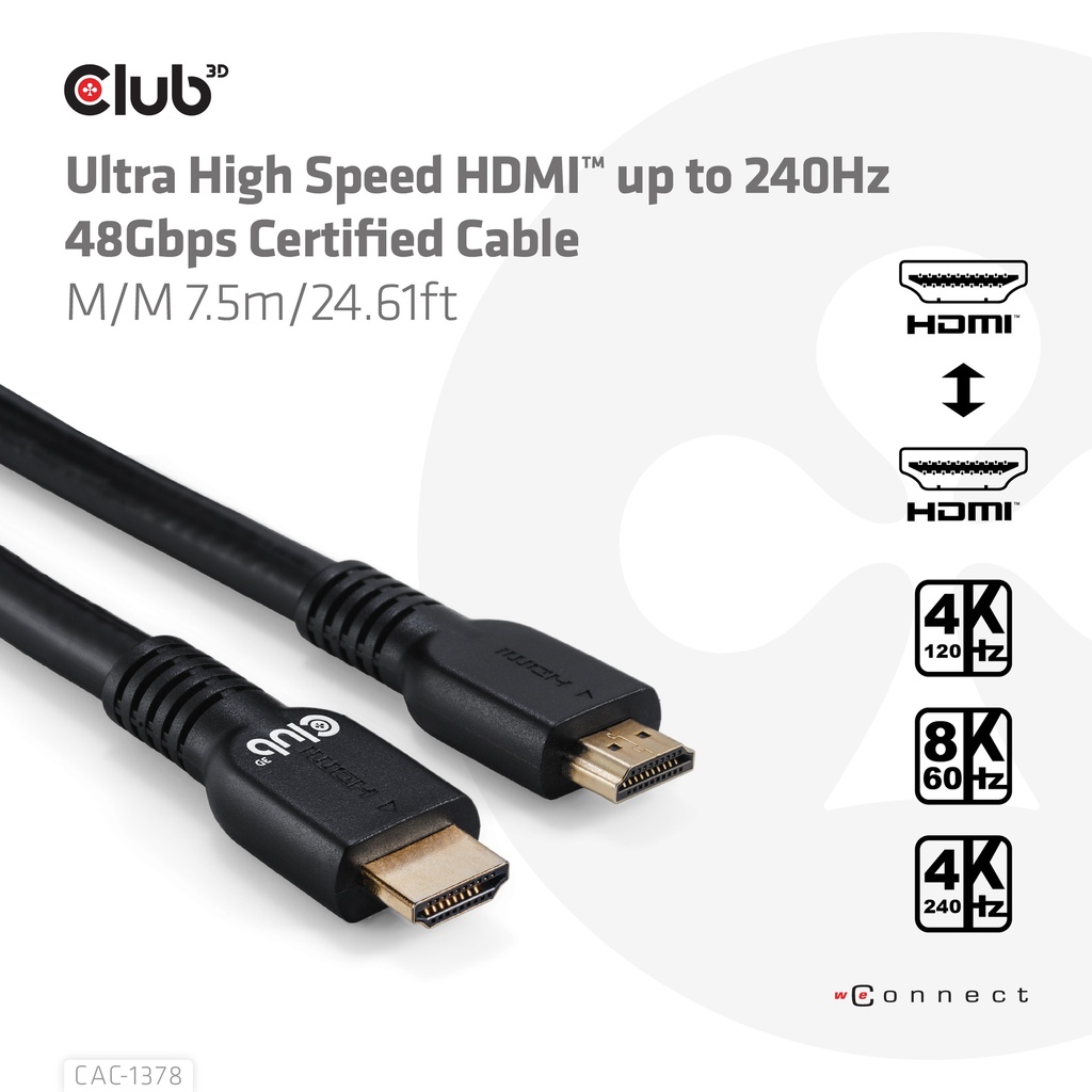Ultra High Speed HDMI™ Certified Cable 4K120Hz 8K60Hz 48Gbps M/M 7,5m/24.61ft