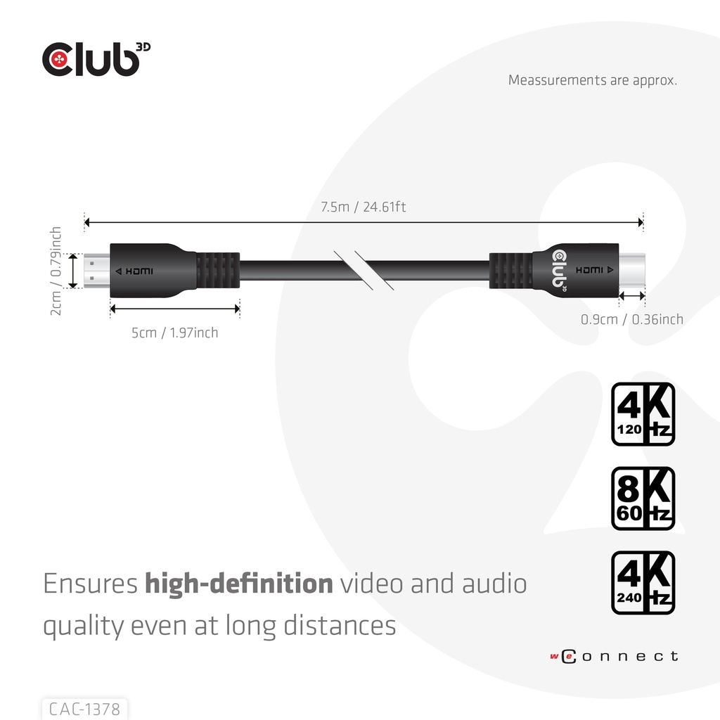 Ultra High Speed HDMI™ Certified Cable 4K120Hz 8K60Hz 48Gbps M/M 7,5m/24.61ft