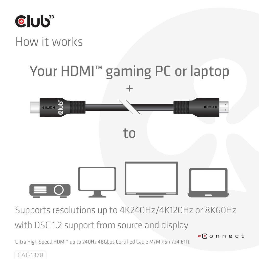 Ultra High Speed HDMI™ Certified Cable 4K120Hz 8K60Hz 48Gbps M/M 7,5m/24.61ft
