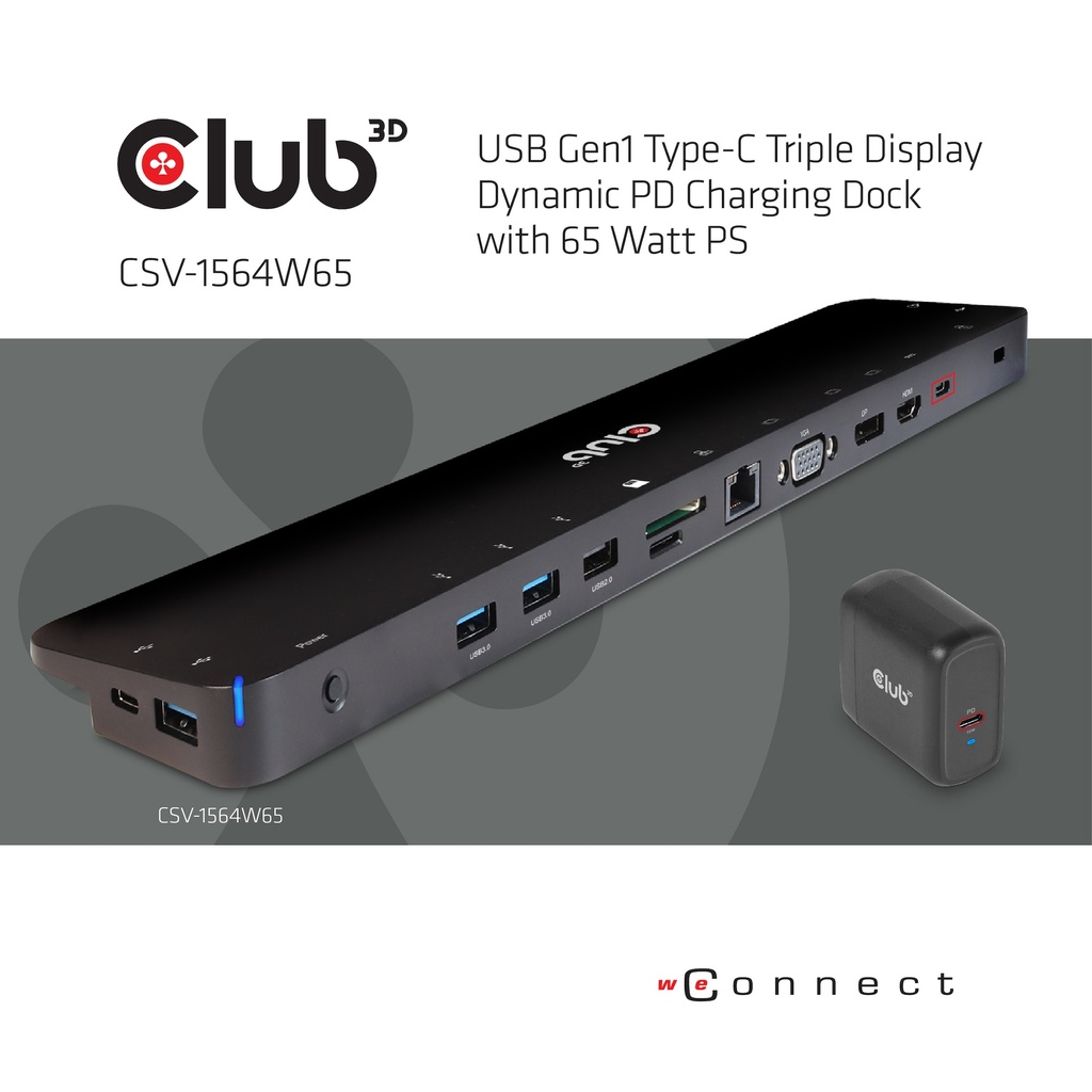 USB-C®5Gbps  Triple Display Dynamic PD Charging Dock with 65 Watt PS