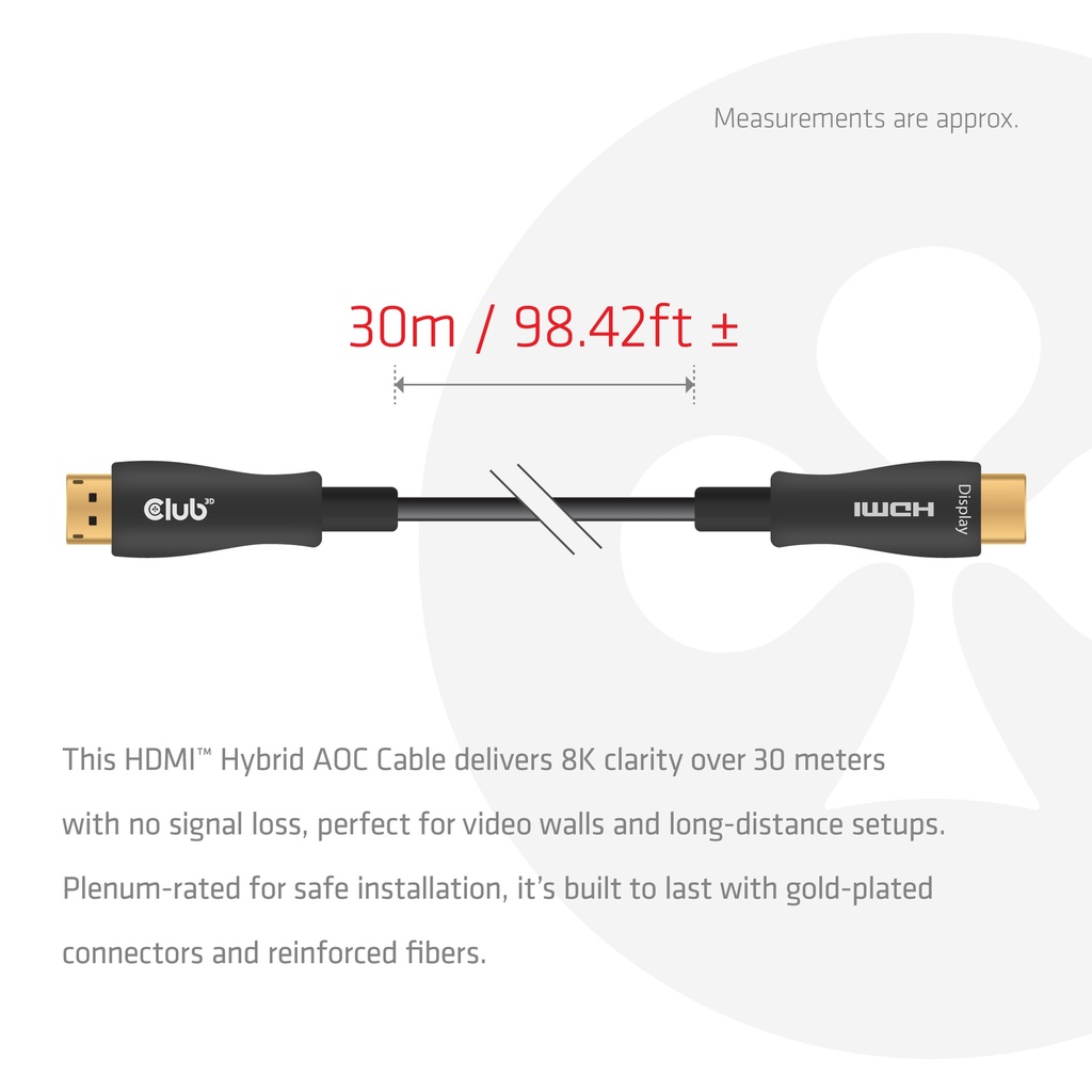 HDMI™ Hybrid AOC Cable 8K60Hz/4K120Hz 30m / 98.42 ft