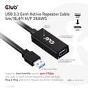 USB-A 5Gbps Active Repeater Cable 5m/ 16.4 ft M/F 28AWG