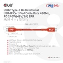 USB-C®  USB-IF Certified Cable, Data 480Mb, PD 240W(48V/5A) EPR M/M 4m/15Gbps3ft