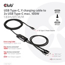 USB-C®, Y charging cable to 2x USB -C® max. 100W, 1.83m/6ft M/M