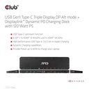 USB-C®5Gbps Triple Display DP Alt mode Displaylink Dynamic PD Charging Dock with 120 Watt PS
