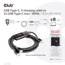 USB-C®, Y charging cable to 2x USB -C® max. 100W, 1.83m/6ft M/M