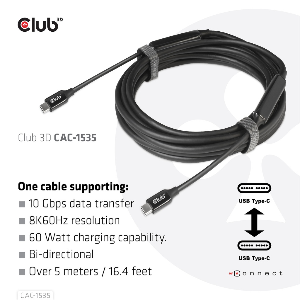 USB-C® to C Active 10Gbps Cable 8K60Hz M/M 5m/16.4ft 