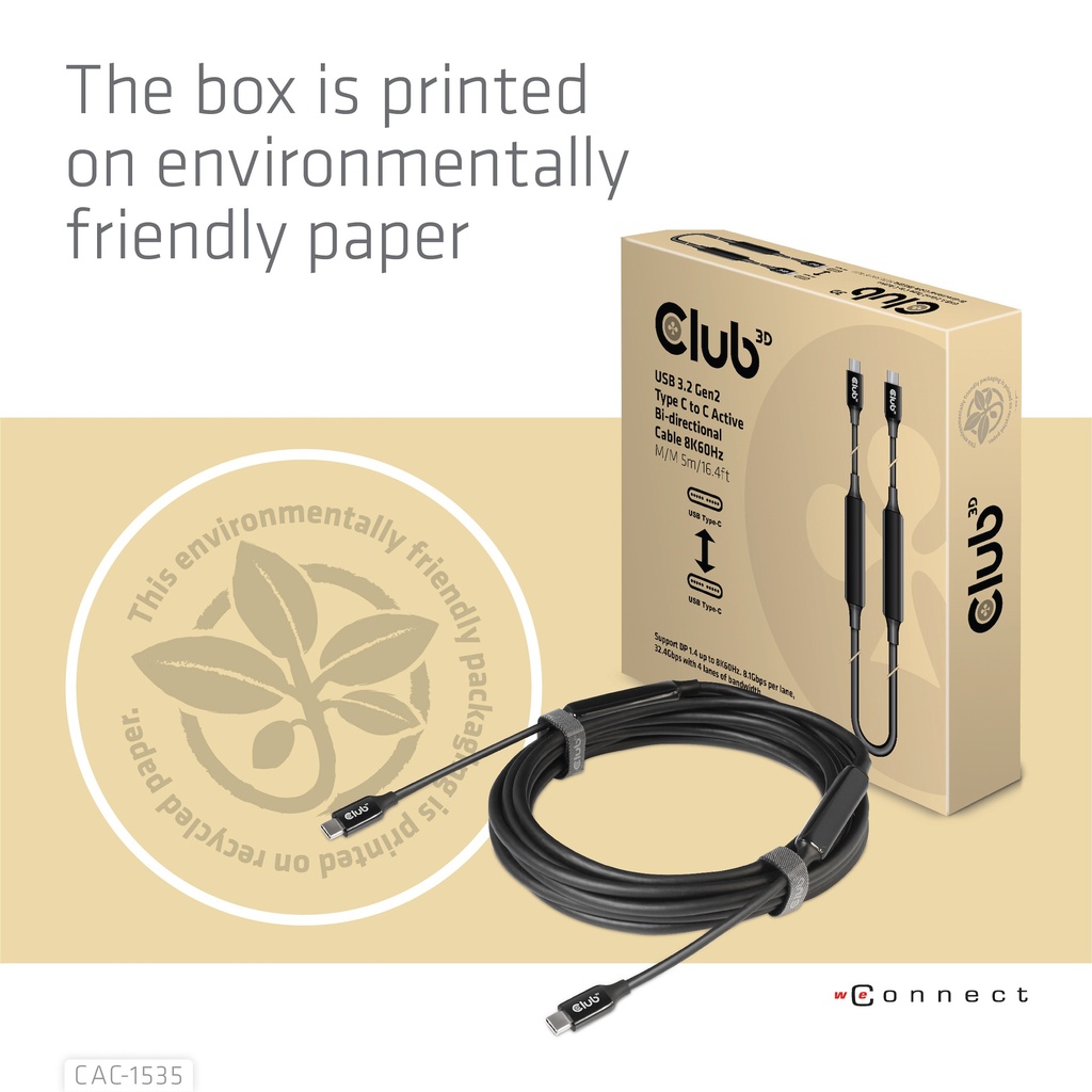 USB-C® to C Active 10Gbps Cable 8K60Hz M/M 5m/16.4ft 