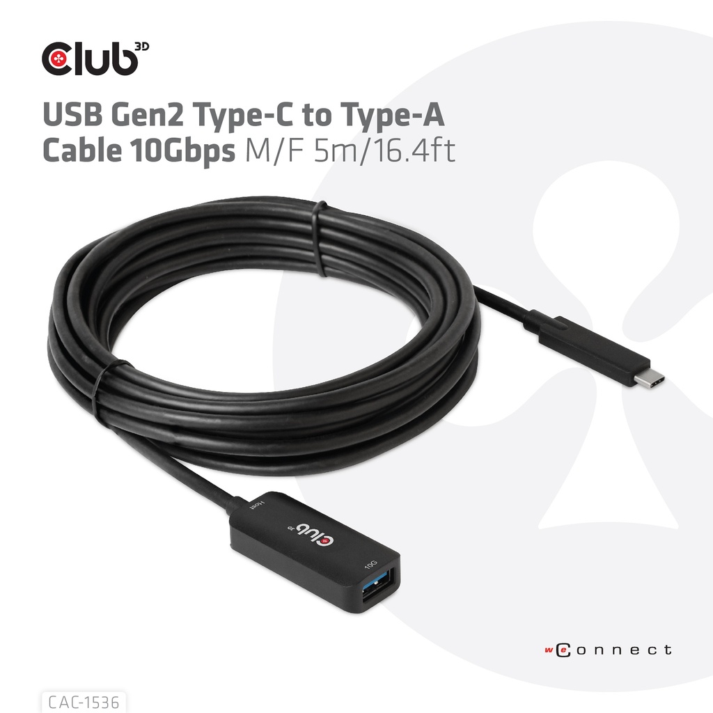 USB-C® 10Gbps to -A Cable M/F 5m/16.4ft