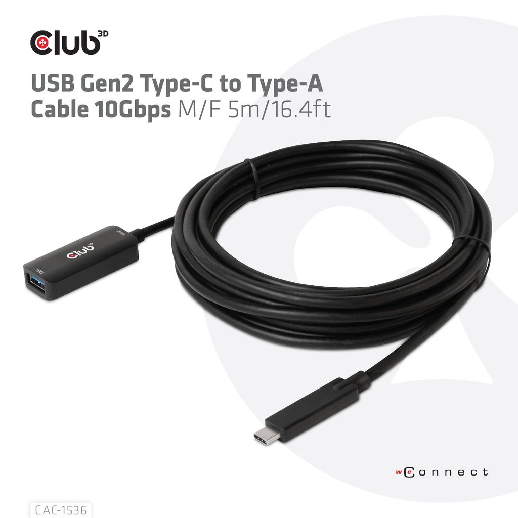 USB-C® 10Gbps to -A Cable M/F 5m/16.4ft