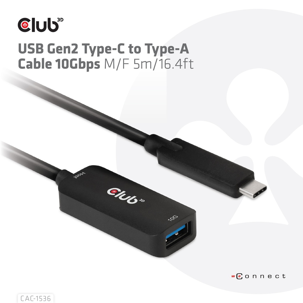 USB-C® 10Gbps to -A Cable M/F 5m/16.4ft