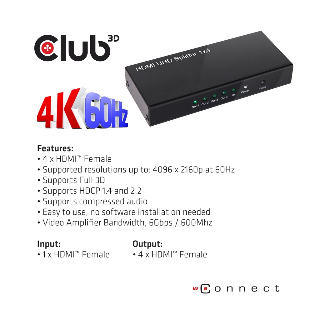 HDMI™ 4K@60Hz UHD Splitter 4 Ports 