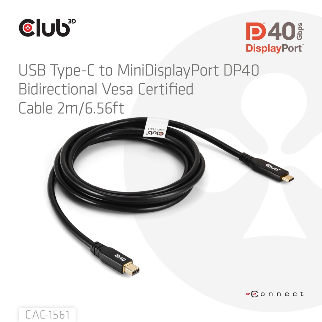 USB-C® to MiniDisplayPort™ DP™40 Bidirectional Vesa Certified Cable 2m/6.56ft