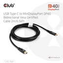USB-C® to MiniDisplayPort™ DP™40 Bidirectional Vesa Certified Cable 2m/6.56ft