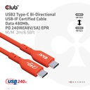 USB-C®  USB-IF Certified Cable, Data 480Mb, PD 240W(48V/5A) EPR M/M 2m/6.56ft 