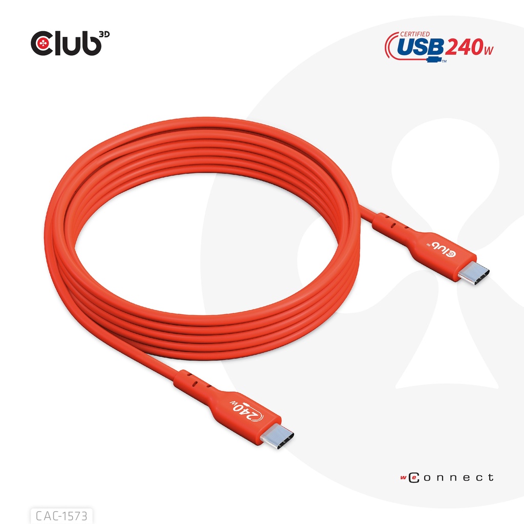 USB-C®  USB-IF Certified Cable, Data 480Mb, PD 240W(48V/5A) EPR M/M 2m/6.56ft 