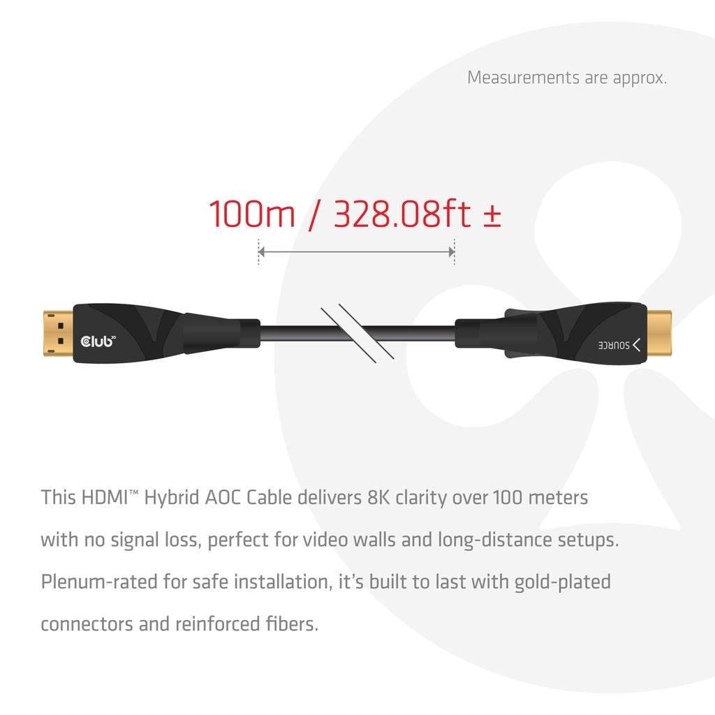 CAC-1394 Ultra High Speed AOC Cable 4K120Hz/8K60Hz Unidirectional M/M 100m