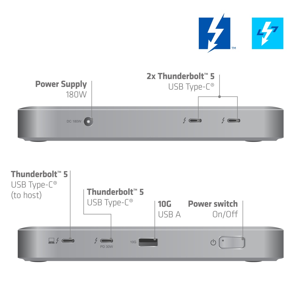 CSV-2563 5-1 Thunderbolt™ 5 Hub Triple video 5K60Hz Thunderbolt™ Share Certifi ed 180W