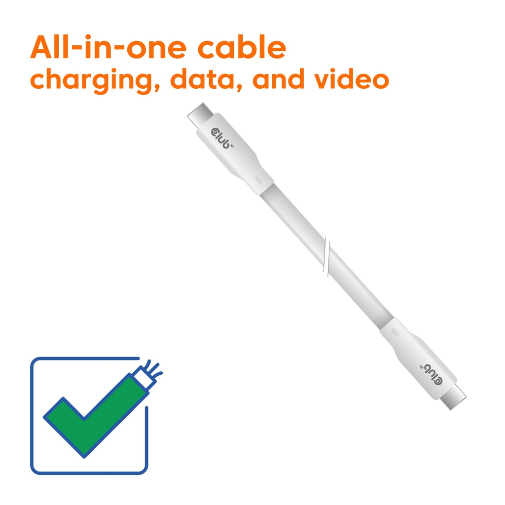 USB4 Gen2x2 Type-C Bi-Directional White 4K60Hz, Data 20Gbps, PD 240W(48V/5A) EPR M/M 2m/6.56ft