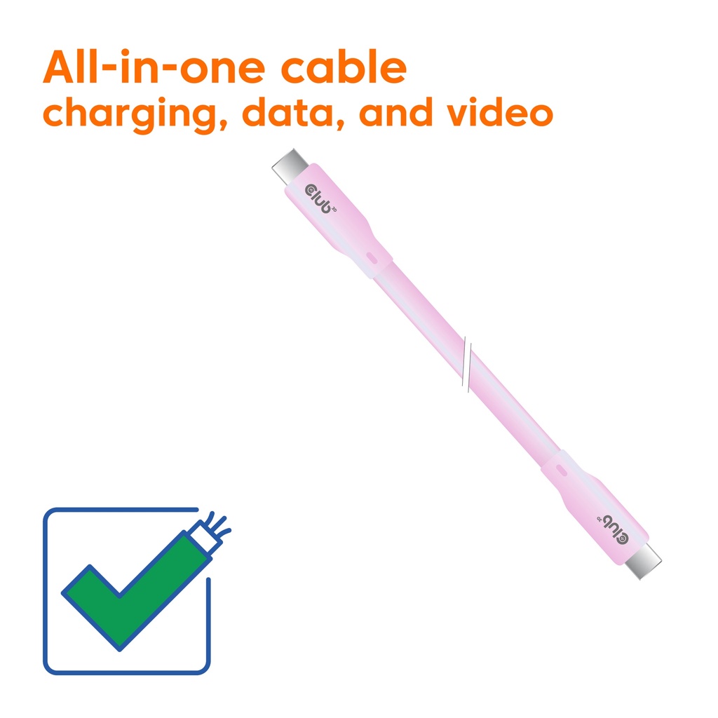 USB4 Gen2x2 Type-C Bi-Directional Baby pink 4K60Hz, Data 20Gbps, PD 240W(48V/5A) EPR M/M 2m/6.56ft