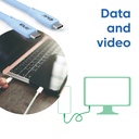 USB4 Gen2x2 Type-C Bi-Directional Baby Blue  4K60Hz, Data 20Gbps, PD 240W(48V/5A) EPR M/M 2m/6.56ft