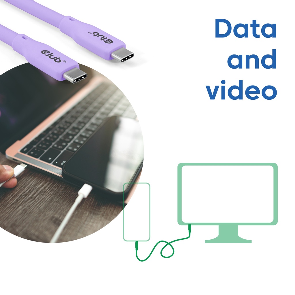 USB4 Gen2x2 Type-C Bi-Directional Purple 4K60Hz, Data 20Gbps, PD 240W(48V/5A) EPR M/M 2m/6.56ft