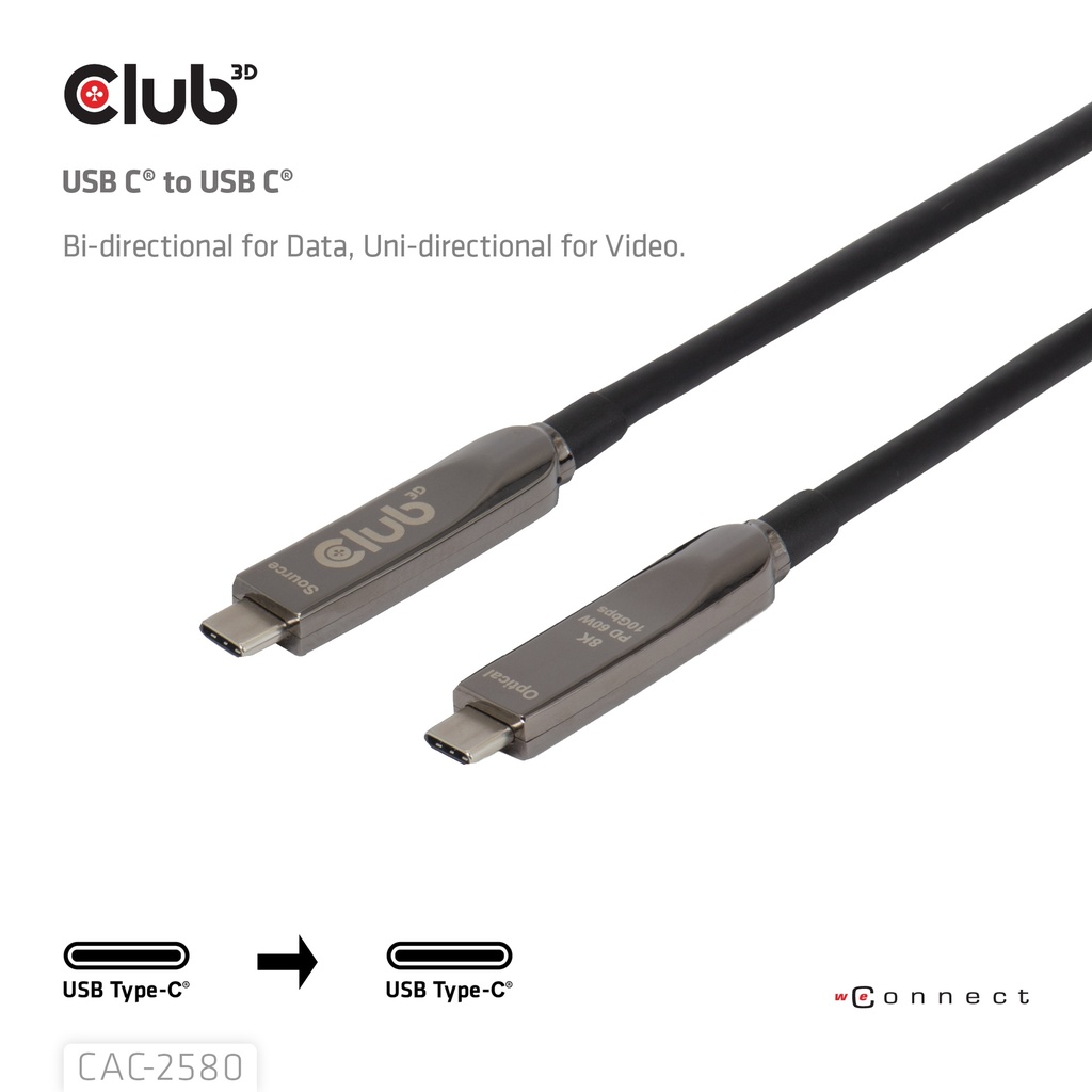 CAC-2580 Full-Feature USB-C® Cable 15m / 49.21ft 8K60Hz 10Gbps 60W
