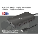 USB-C®10Gbps  to Dual DisplayPort™ 4K60Hz 7-in-1 Portable Dock
